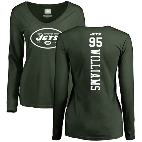 New York Jets Green Women Quinnen Williams Backer NFL Football #95 Long Sleeve T Shirt